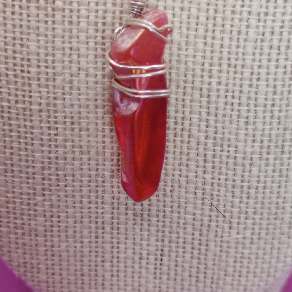 Rose Aura Quartz Necklace